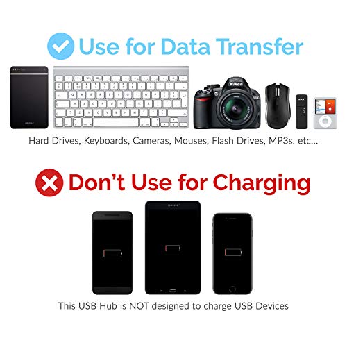 SABRENT 4-Port USB 3.0 Hub with Individual LED Power Switches - Slim, Portable Design - 2 Ft Cable - Fast Data Transfer - Compatible with Mac & PC (HB-UM43) - color: Black