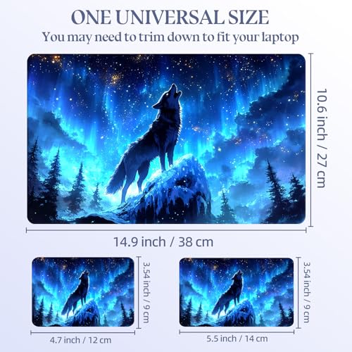 Universal Laptop Skin Sticker Decal,15.6 Inch Laptop Vinyl Cover for 13" 14" 15.6" Laptop,Scratch-Resistant Waterproof Protector Wrap,Reusable with Wrist Pads,Wolf Howl - color: Wolf Howl