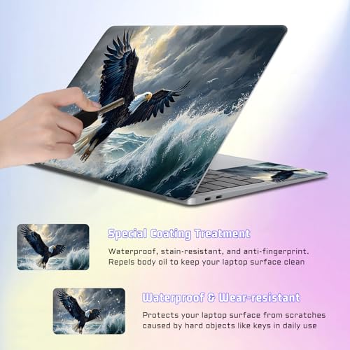 Universal Laptop Skin Sticker Decal, Compatible with MacBook HP Dell Lenovo 12"-15.6", Reusable Vinyl Notebook Cover 3PCS Set, High-Recognition Film-Eagle Fly Over the sea - color: Eagle Fly over the sea