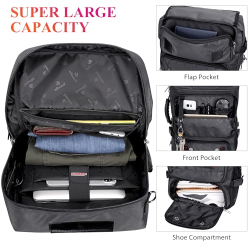 WITZMAN Carry on Travel Backpack for Men Duffle Bag Fits 16" Laptop | Nylon 3 in 1 Luggage Duffle Bag with USB Charging Port, Shoe Compartment, For Weekend Getaway, Overnight Trip, B682 Grey - color: 03.silvery Grey