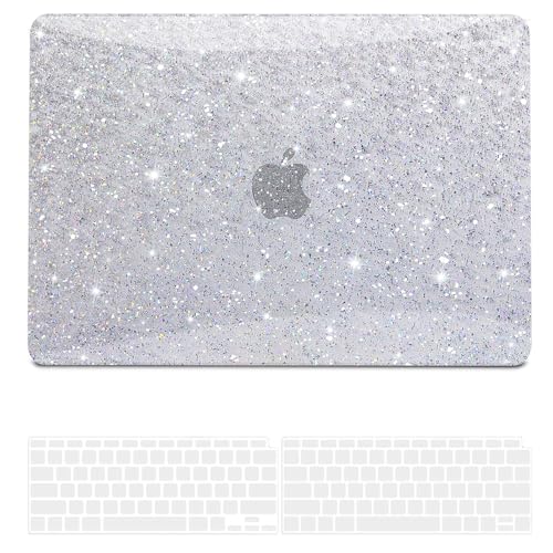 B BELK for MacBook Air 13.3 inch Case M1 A2337 A2179 A1932, Glitter White | 2021-2018 Released, Sturdy Protective Laptop Hard Shell with 2 Keyboard Covers - color: Glitter White