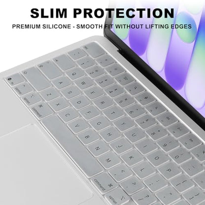 Allinside Keyboard Cover for 2026 MacBook Neo 13-inch A3404 (A18 Pro) & MacBook Air 13"/15" and MacBook Pro 14"/16" (M5 Chip), Premium Silicone Keyboard Protector Skin, US ANSI Layout, Silver - color: Silver