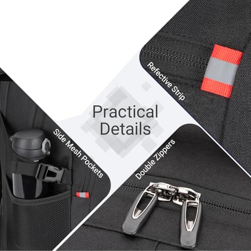 40L Expandable Laptop Backpack, Anti-thief Travel Backpack, Airline Approved Business Waterproof Carry on Luggage, Fits 15.6" Laptop for Men Women - color: Black, size: 15.6 inches