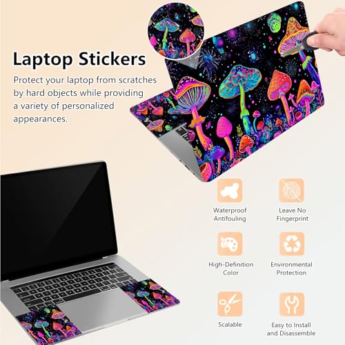Laptop Skin Sticker Decal 15.6 Inch,12 13 13.3 14 15 15.6 in Laptop Netbook Skins for Notebook,Art Decal Removable Waterproof Scratch Resistant,Universal Vinyl Cover,Colorful Mushroom - color: Colorful Mushroom