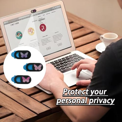 3 Pcs Laptop Camera Cover Slide, Ultra Thin Webcam Privacy Cover, Phone Camera Blocker to Protect Privacy for Laptop, Desktop, Tablet, Computer or Smartphone (Butterfly) - color: Butterfly