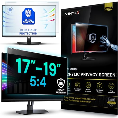 Universal Acrylic 17, 17.1, 18.1, 19 Inch Computer Privacy Screen Filter for Square Computer Monitors - 5:4 Aspect Ratio - 15.3" x 12.6" (390 x 320mm) - Monitor Frame Hanging Type - size: [1 Pack] Acrylic 17"-19'' SQUARE (5:4)