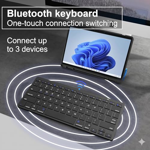 Multi-Device Bluetooth Keyboard for Mac, iPad, iPhone & Windows - Wireless for iPad Pro 12.9/11, Air, Mini, MacBook, Surface, Android Tablet - Switch 3 Devices, Auto-Reconnect, Black - color: Black
