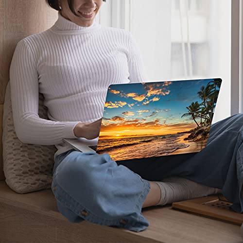 Compatible with MacBook Air 13 inch Case 2022 2021 2020 2019 2018 Release M1 A2337 A2179 A1932, Protective Plastic Hard Shell Case & Keyboard Cover, Has Logo Cutout, Beach Theme - color: 01 Beach Sunset