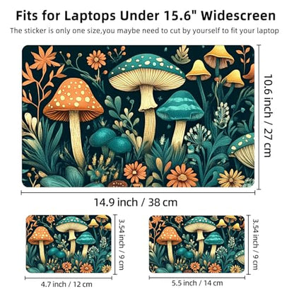 Aesthetic Laptop Skin Cover,12-15.6 Inch Universal Vinyl Sticker Decal,Waterproof Scratch-Resistant Notebook Wrap,Removable Residue-Free Protector,Mushroom Forest Fantasy - color: Mushroom Forest Fantasy