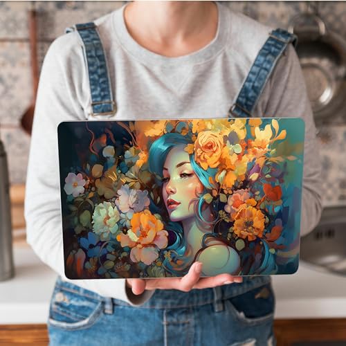 Universal Laptop Skin Sticker with 2 Wrist Pad Skins, Waterproof Scratch Resistant Vinyl Laptop Cover Decal, Cut to Fit for 11–15.6 Inch MacBook HP Dell Lenovo, Art Girl Flower - color: Art Girl Flower