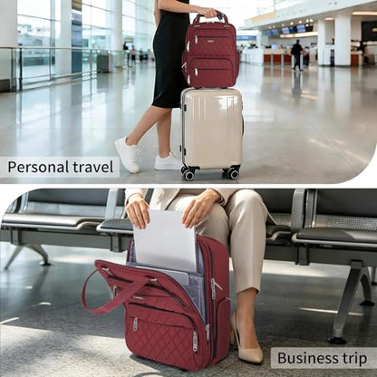 Underseat Carry On Luggage with Wheels, 17 inch Lightweight Overnight Soft Sided Personal Luggage Bag Carry-On Suitcase for Short Trip Travel Business, Burgundy - color: Red