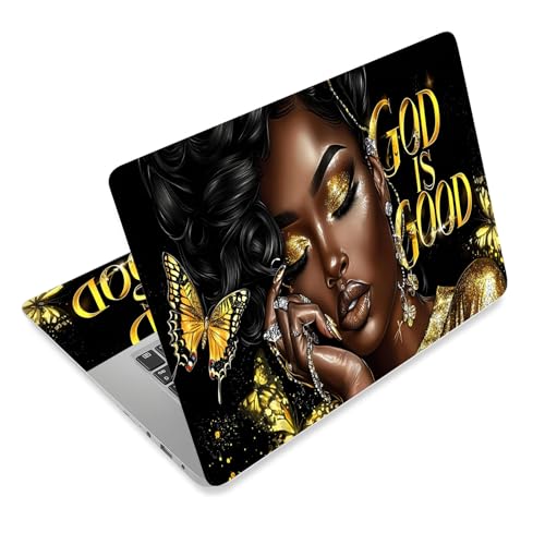 Laptop Skin Sticker Decal for 12 13 13.3 14 15 15.6 in, Universal Vinyl Waterresistant Protector Cover for Notebook PC Netbook, Computer Decor for Women Girls Golden God is Good - color: Golden God is Good