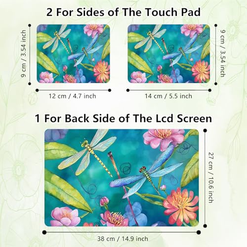 Laptop Skin Sticker Decal, Universal Reusable Vinyl Laptop Cover for 12" 13" 13.3" 14" 15" 15.4" 15.6" Notebook PC, Waterproof Scratch-Resistant with 2 Wrist Pads, Easy to Apply & Remove,Art Dragonfly - color: Art Dragonfly