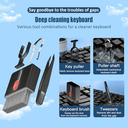 Keyboard Cleaning Kit Laptop Cleaner,Computer Screen Cleaning Brush Tool | 32-in-1 Multi Function PC Electronic Cleaner Kit for iPad iPhone Pro,Earbuds,Camera Monitor-Black - color: Black1
