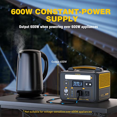 VTOMAN Jump 600X Portable Power Station with 110W Solar Panel, 600W/299Wh LiFePO4 Battery Solar Generator, 1200W AC Outlet, PD 60W USB-C, 3x Regulated 12V/10A DC for RV, Outdoor Camping, Home Backup - style: Jump 600X+110W