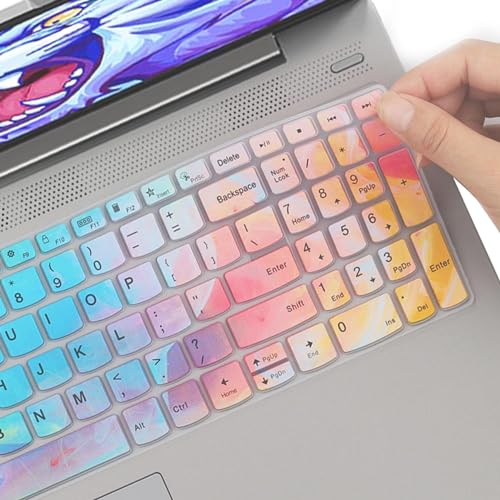 Keyboard Cover Skin for Lenovo IdeaPad 1/IdeaPad 1i 15.6 inch Laptop 15ADA07 15IAU7 15ALC7 15IJL7, Lenovo IdeaPad 1 15AMN7 15IGL7 15.6, Lenovo V15 Series 15.6" US, Stylish Colorful - color: Stylish Colorful