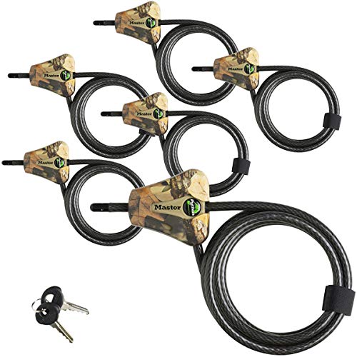 Master Lock Keyed Alike Python Trail Camera Adjustable Camouflage Cable Locks w/12 Keys, 8418KA-6 CAMO 6-Pack - size: 6 Pack