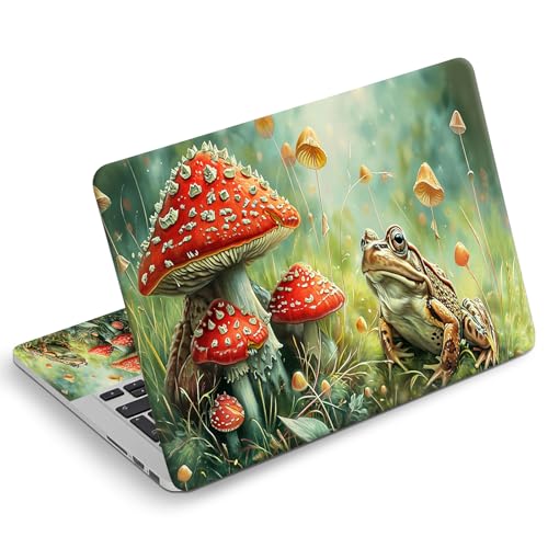 Universal Laptop Skin Sticker Decal, Compatible with MacBook HP Dell Lenovo 12"-15.6", Reusable Vinyl Notebook Cover 3PCS Set, High-Recognition Film-Red Mushroom Frog - color: Red Mushroom Frog