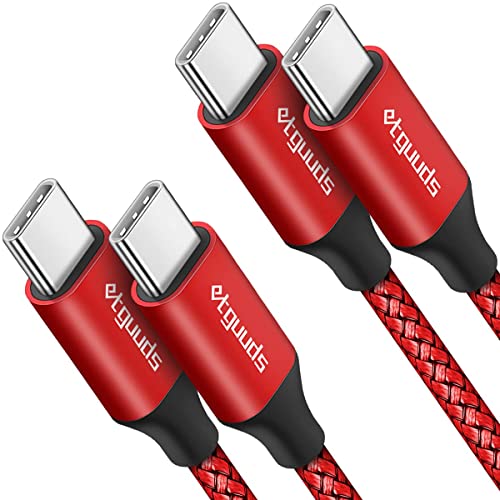 etguuds USB C to USB C Cable 2ft, 2-Pack 60W USBC to USBC Cord, Type C to C Charger Cable Fast Charging for iPhone 17 16 15 Pro Max Plus Air, Samsung Galaxy S25 S24 S23, for MacBook/iPad, Pixel - color: Red, size: 2ft
