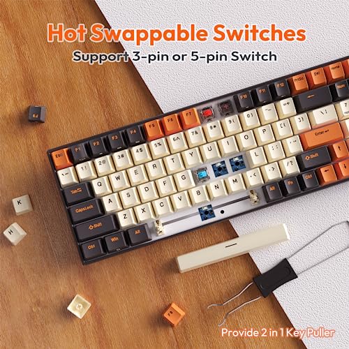 RK ROYAL KLUDGE RK100 Wireless Mechanical Keyboard RGB Backlit Bluetooth5.1/2.4G/Wired 96% Full Size 100-Key Hot Swappable Gaming Keyboard Brown Switch Carbon - color: Carbon, size: Hot Swappable Brown Switch