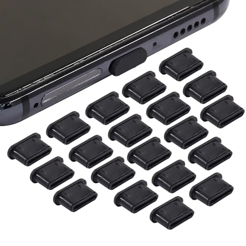 Jiozermi Silicone USB C Anti Dust Plugs, Black, 20Pcs | Type C Anti Dust Covers, Compatible with Samsung Galaxy, MacBook, Pixel, Laptop, Cell Phone - color: Black, size: 20 Pcs
