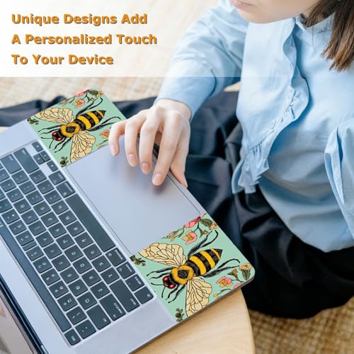 Universal Laptop Skin Sticker with 2 Wrist Pad Decals, 3-Piece Removable Vinyl Laptop Cover, Bee Flowers Waterproof Anti-Scratch, Easy-Trim Fit for 13.3" 14" 15.6" Laptops - color: Bee Flowers