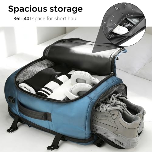 Swissdigital Design Travel Backpack 40L,TSA Friendly Flight Approved Carry-on Hand Luggage,with USB Charging Port Large Weekender Bag Fits 17 Inch Laptop Backpack Blue | SD1756-30 - color: Blue