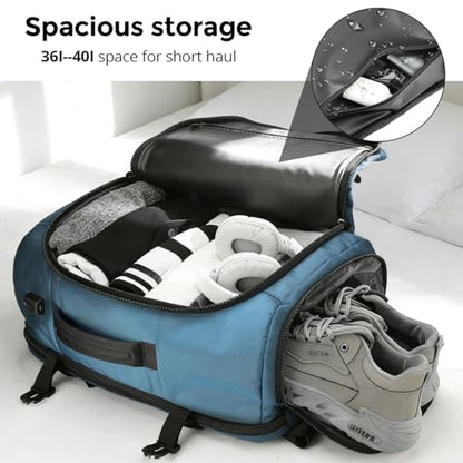 Swissdigital Design Travel Backpack 40L,TSA Friendly Flight Approved Carry-on Hand Luggage,with USB Charging Port Large Weekender Bag Fits 17 Inch Laptop Backpack Blue | SD1756-30 - color: Blue