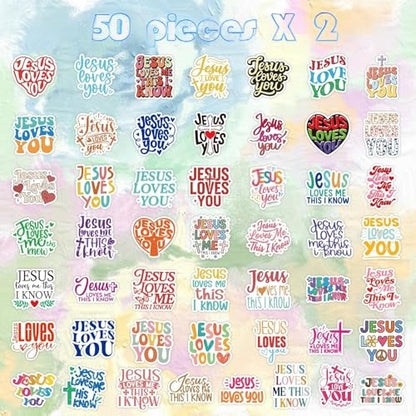 Jesus Loves You Stickers - 100 Pcs Christian Religious Stickers for Adults, Colorful Waterproof Religion Sticker for Scrapbook Journal Laptop Card Water Bottle, Sunday School Party Favor - style: Jesus Loves You