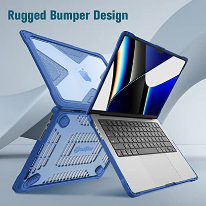 Fintie Case for MacBook Pro 14 Inch A3426 A3427 A3434 A3401 A3185 A3112 A2992 A2918 A2779 A2442 with M5 M4 M3 M2 M1 Chip (2021-2026) - Heavy Duty Rugged Hard Shell Cover, Blue - color: Blue