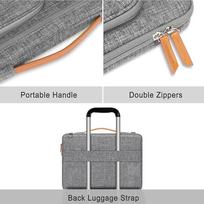 MOSISO 360 Protective Laptop Bag, Computer Bags | Side Open Messenger Bag with Trolley Sleeve&5 Pockets - color: Gray