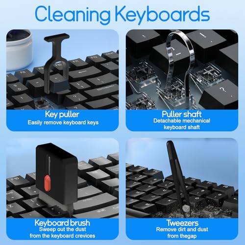 32-in-1 Keyboard Cleaning Kit iPhone Charging Port Speaker Cleaner | Multifunction Clean Tools for Airpods iPad MacBook Keyboard Earbuds Camera Computer Laptop Screen Electronics (Black) - color: Black
