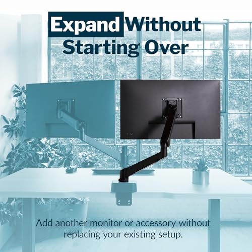 Vari Single Monitor Arm Series 2 – VESA Compatible Monitor Mount for Screens 27” & 19.8 lbs – Adjustable Arm with 360° Rotation, Cable Management & Ergonomic Height Adjustment – Black - size: Single-Monitor Arm