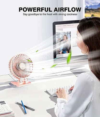JZCreater USB Desk Fan, Portable Mini Fan, 3 Speeds Desktop Table Cooling, Plug in Power, Rotation Strong Wind, Quiet Personal Small Fan for Home Desktop Office Travel Bedroom, Pink - color: Pink Black