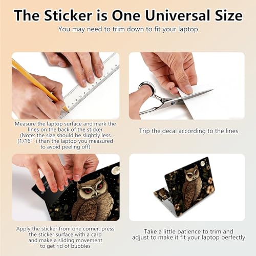 Laptop Skin Sticker Decal 15.6 Inch,12 13 13.3 14 15 15.6 in Laptop Netbook Skins for Notebook,Art Decal Removable Waterproof Scratch Resistant,Universal Vinyl Cover,Cute Owl Floral - color: Cute Owl Floral