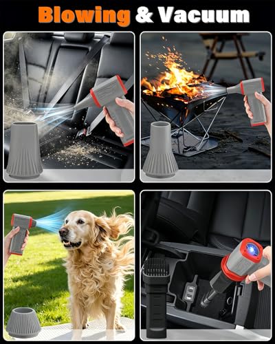 FT08 Compressed Air Duster, 1-10 Stepless Speed Adjustable | Powerful Electric Dust Blower with Display , 130000RPM Brushless Motor, Jet Fan for Keyboard PC Car Outdoor, Gray, 2-in-1 - color: Gray, 2-in-1
