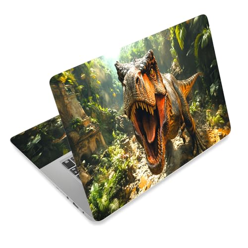 Laptop Skin Sticker Decal for 12 13 13.3 14 15 15.6 in, Universal Vinyl Waterresistant Protector Cover for Notebook PC Netbook, Computer Decor for Women Girls Roaring Dinosaur - color: Roaring Dinosaur
