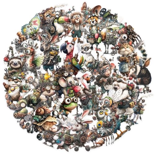 50 Pcs Transparent Ins Punk Animals Transfer Stickers, 1.2-2.36 Inches Gothic Animal Stickers, Waterproof Vinyl for Phone Case Laptop, Edgy Stickers for Ins Lovers Punk Fans - color: Punk Animals-54