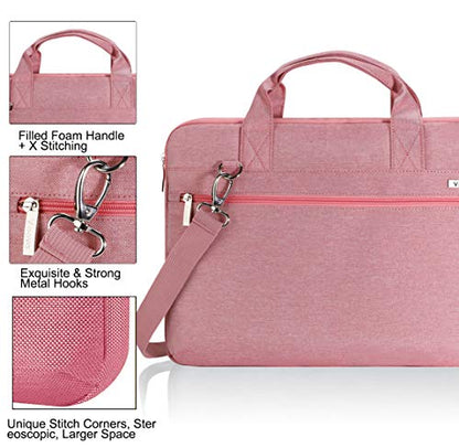 Voova Laptop Bag 15.6 Inch, 360° Protective Computer Case Sleeve Compatible with MacBook Air 15, MacBook Pro 15/16, 15-16” Lenovo Asus Acer Dell Hp, Waterproof Slim Briefcase for Women, Pink - color: Pink, size: 14-15.6 inch