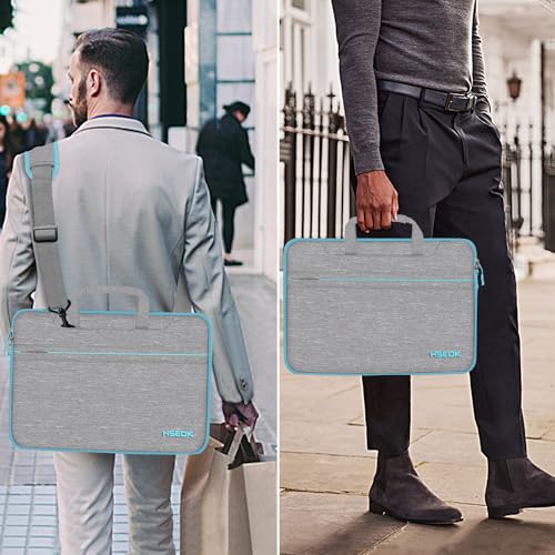 Hseok Laptop Shoulder Bag 13 13.3 14 Inch Case Compatible with MacBook Pro/Neo 14" M5/M4/M3/M2/M1,Mac Air/pro/Neo 13" and Most 13 13.3 14 Notebooks,Spill-Resistant Briefcase,LT Gray & T Blue - color: Light Gray & Light Blue, size: 13-13.5 inch