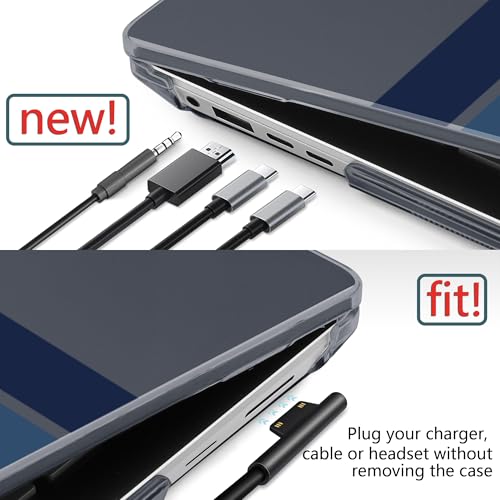 Batianda Case for Microsoft Surface Laptop 15 inch, Retro Stripes | Fits Surface Laptop for Business 8th Edition 2026 & Surface Laptop 7 2024, 4-in-1 Accessories Bundle, Slim Durable Hard Shell - color: Black Stripes
