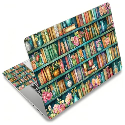 Laptop Skin Sticker Decal, Universal Reusable Vinyl Laptop Cover for 12" 13" 13.3" 14" 15" 15.4" 15.6" Notebook PC, Waterproof Scratch-Resistant with 2 Wrist Pads, Easy to Apply & Remove,Bookshelf - color: Bookshelf