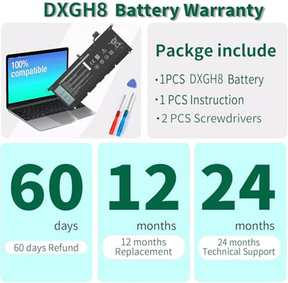 DXGH8 7.6V 52Wh Battery for Dell XPS 13 9370 9380 2019 Inspiron 13 7390 7391 2-in-1 5390 5391 7490 Latitude 3301 E3301 Vostro 5390 5391 Series 0H754V H754V G8VCF G8VCF6C HK6N5 P113G001 P82G P82G001 - size: 10.13*3.88*0.18inch