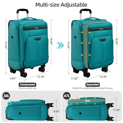 Carry On Luggage 22x14x9 Airline Approved with Wheels,2-piece Luggage Set,Softside Expandable Luggage Suitcase with TSA Lock&Carry-on UnderSeat travel Duffle Bag,Weekender Bag-Green - color: Green, size: Carry-on 20 inch (2-piece Set)