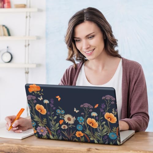 DINKY 13 13.3 14 15.4 15.6 Inches Laptop Skin Sticker Decal Netbook Skin Sticker,15.6" Flora Universal Reusable Notebook Art Decal Protector Cover, Flowers Plants Butterflies - color: Flowers Plants Butterflies
