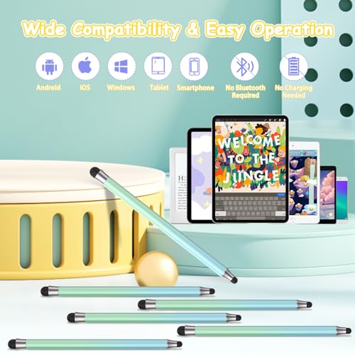 Stylus Pens for Touch Screens 3pcs, 2 in 1 Stylus Pen Compatible with All Touch Screens (Light Green Light Blue-6pcs) - color: Light Green Light Blue-6pcs
