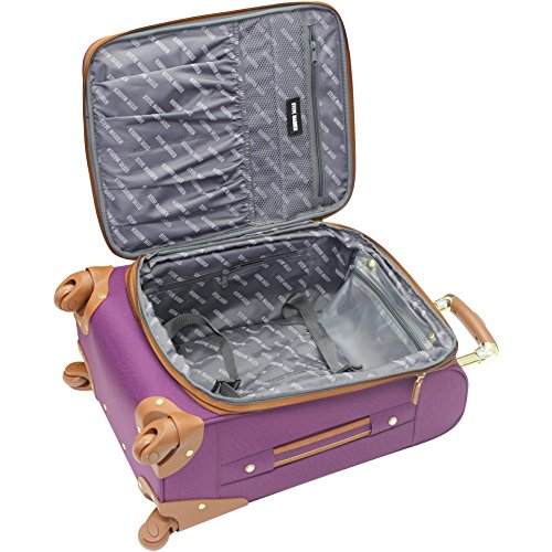Steve Madden Designer Luggage Collection - Lightweight Softside Expandable Suitcase for Men & Women - Durable 20 Inch Carry On Bag with 4-Rolling Spinner Wheels (Global Purple) - color: Global Purple, size: 20 inches