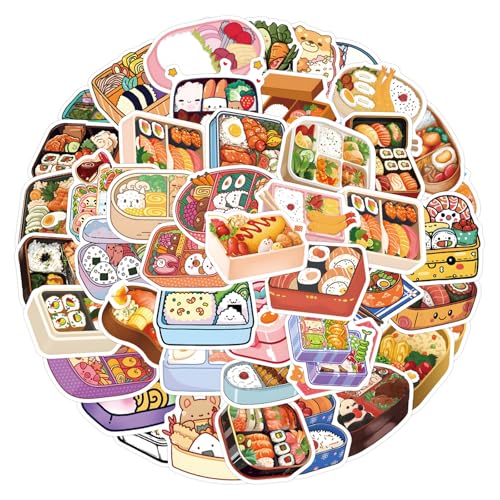 55 Pcs Cute Bento Box Stickers, Japanese Food Stickers, 2.16 Inch Waterproof Vinyl Stickers for Journals, Water Bottles, Laptops, Scrapbooking (Bento Box) - color: Bento Box