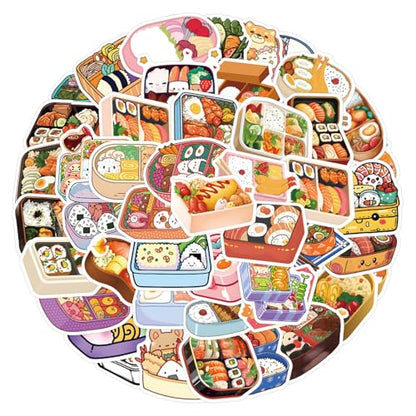 55 Pcs Cute Bento Box Stickers, Japanese Food Stickers, 2.16 Inch Waterproof Vinyl Stickers for Journals, Water Bottles, Laptops, Scrapbooking (Bento Box) - color: Bento Box