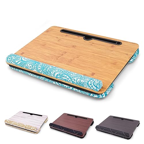Lap Desk,Fits up to 15.6 inch Laptop Bed Table Computer with Soft Pillow and Storage Bag,Gaming Tray and Writing Tray on Bed for Home Office(2-Beige) - color: 2-beige